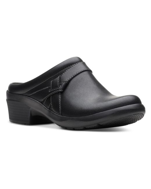 Clarks Black Leather Slip-on Clogs