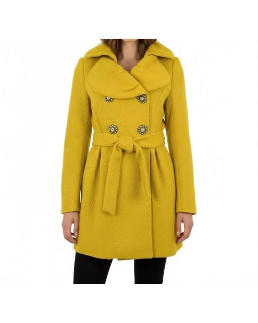 Ci Sono by Cavalini Women's Yellow Double Breasted Coat