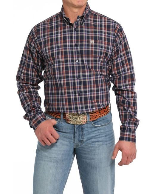 Cinch Blue Twill Weave Plaid for men