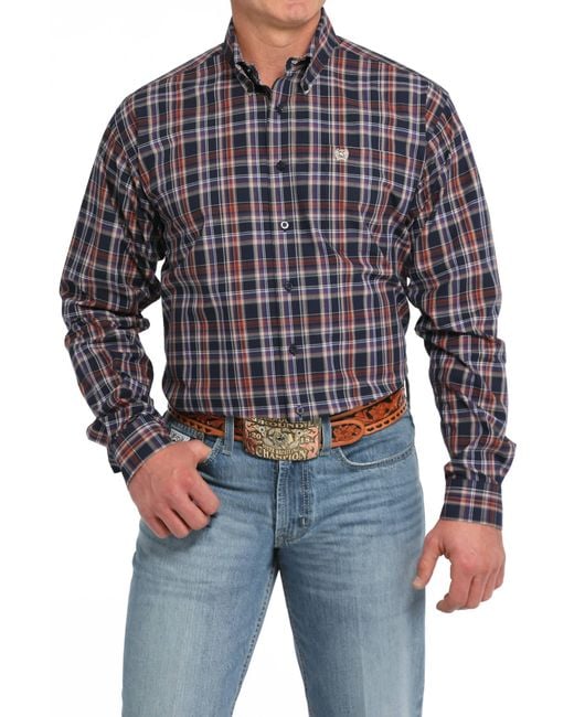 Cinch Blue Twill Weave Plaid for men