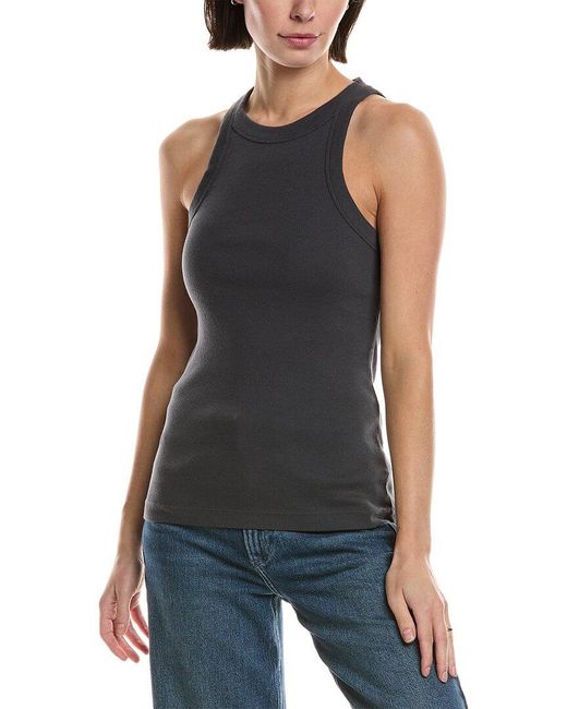 James Perse Women's Black Cutaway Rib Tank - coffeafoods.com