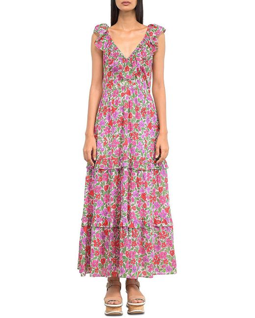 brand: Banjanan Pink Twiggy Organic Cotton Floral Maxi Dress