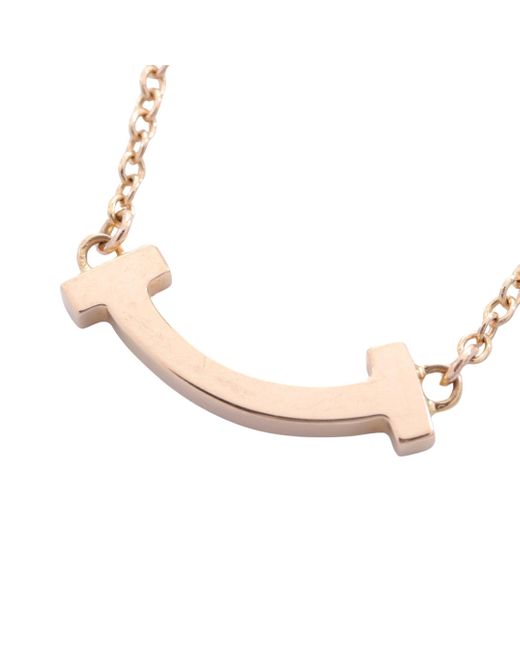Tiffany & Co Pink T-smile Micro Necklace K18pg