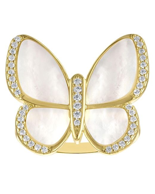 Designs by Gioelli Metallic 14K Over Sterling Mother Of Pearl Butterfly Ring