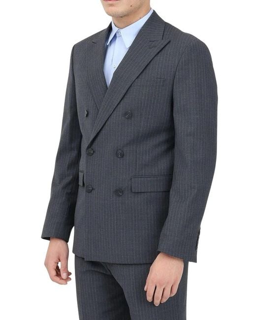 SELECTED Blue Wool Double-Breasted Jacket for men