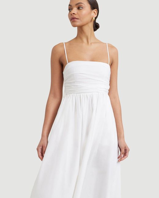 MODERN CITIZEN White Aurora Ruched Maxi Dress