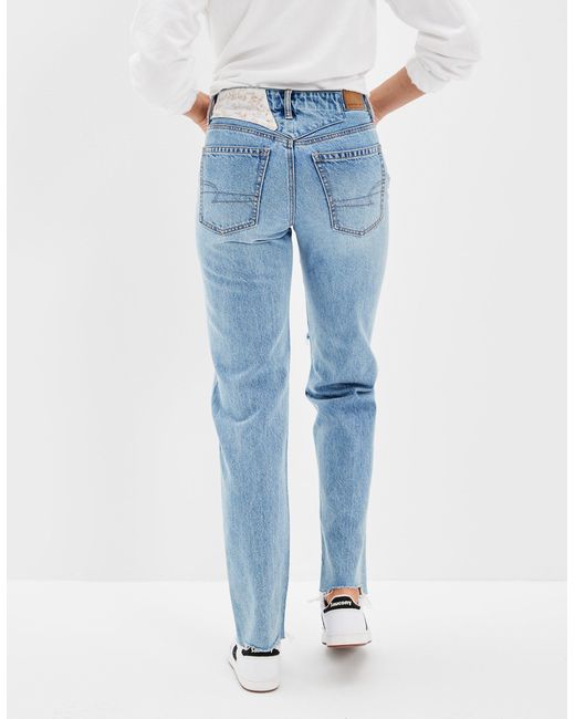 American Eagle Outfitters Ae Ripped '90s Straight Jean in Blue