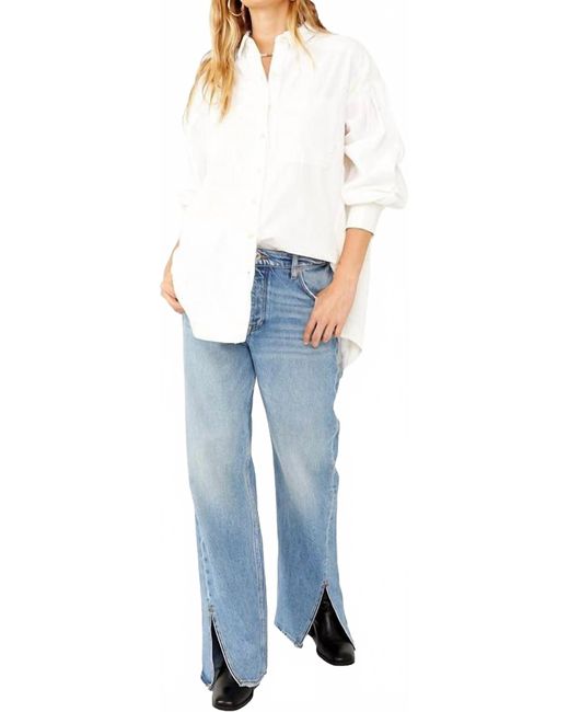 Free People Black Cool & Clean Button Down Solid Shirt