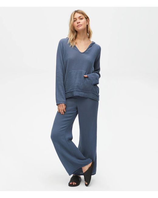 Cotton Susie Wide Leg Pant in Blue 