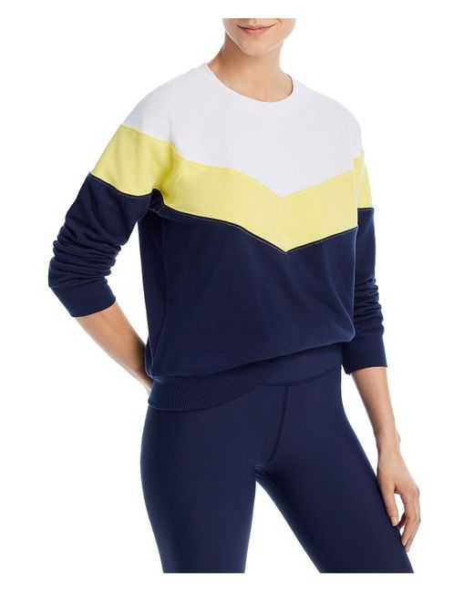 Aqua Blue Colorblock Cotton Sweatshirt