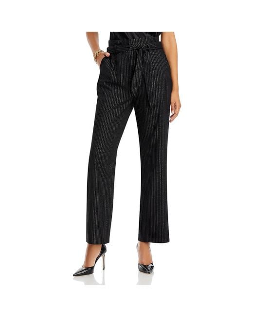 Pantalon Noir à Rayures Tahari - Taille 4P - Coupe Droite - Neuf Avec étiquette - Polyester/Rayon