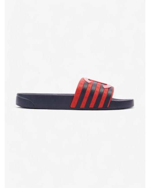 Chanel Red Cc Flat Slides / / Rubber