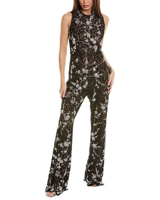 Michael Kors Black Collection Floral Lace Embellished Jumpsuit