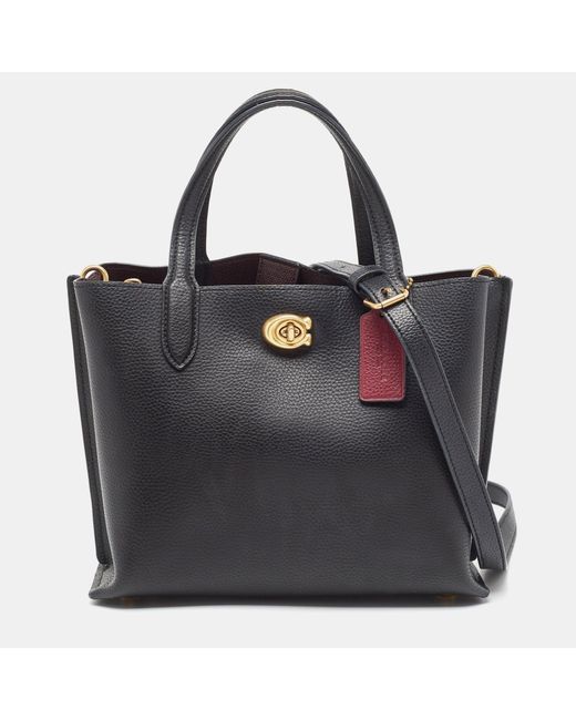 COACH Black Leather Willow 24 Tote