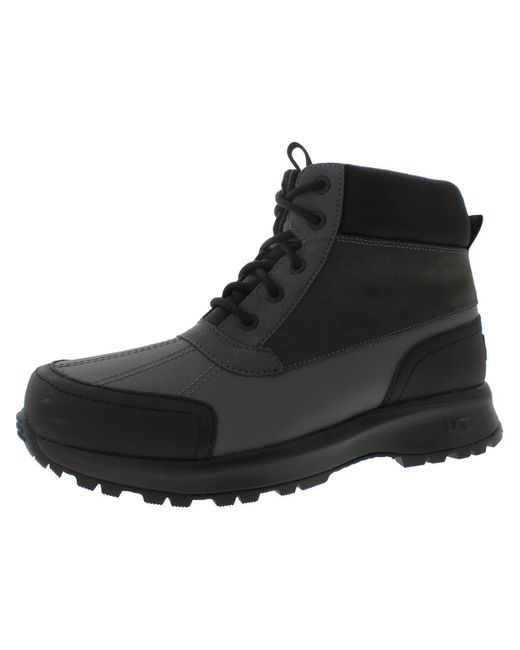 Ugg Black Emmett Leather Warm Rain Boots for men