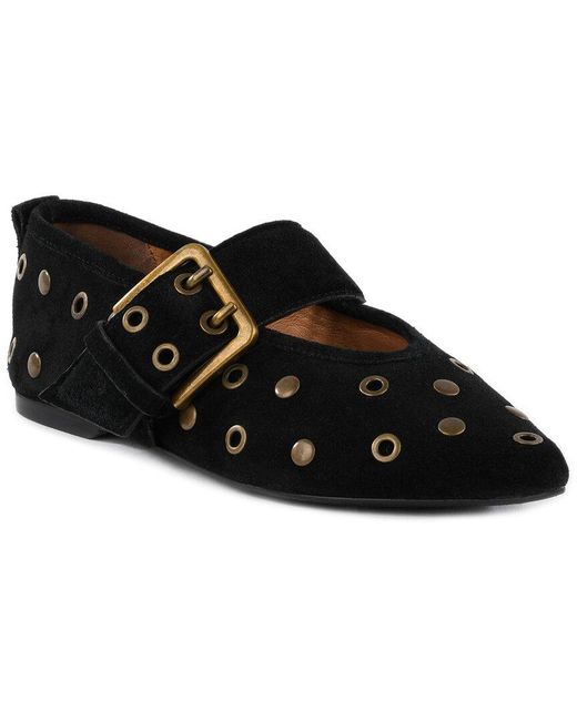 Seychelles Black Grommet Suede Flat