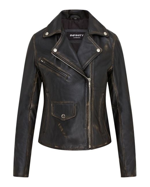 Infinity Leather Black Vintage Classic Brando Biker Leather Jacket