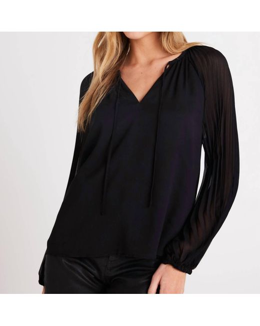 Bella Dahl Black Pleated Sleeve Raglan Pullover