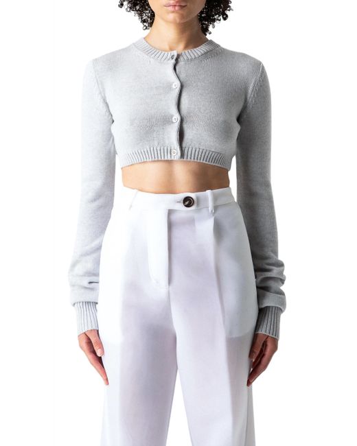 VAQUERA White Cropped Knit Cardigan