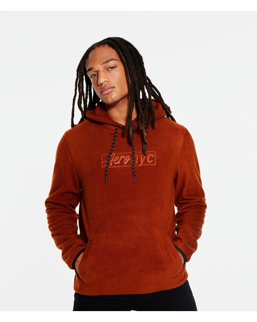 Aéropostale Red Nyc Box Logo Polyfleece Pullover Hoodie for men