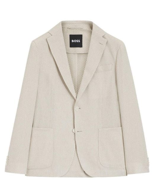 Boss Natural Patterned Cotton Blend 2 Button Jacket for men