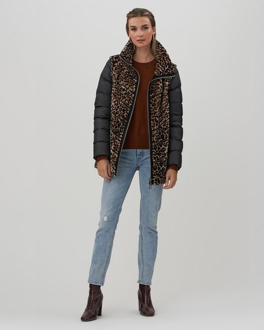 Gorski Multicolor Chevron Shearling Lamb Jacket With Detachable Quilted Sleeves