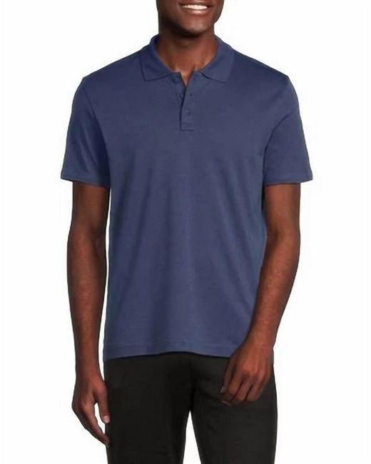 ATM Blue Pima Cotton Interlock Short Sleeve Polo for men