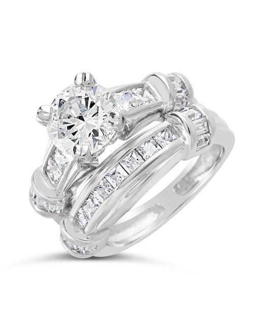 Sterling Forever White Sterling Brilliant Cubic Zirconia Band Set Of 2