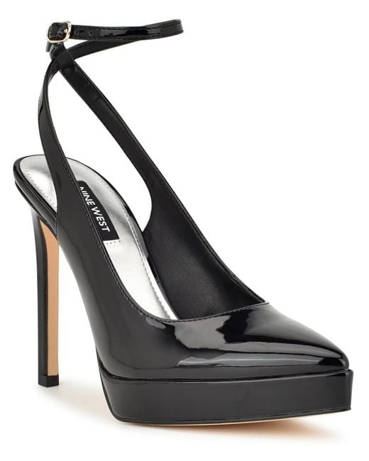 Nine West Black Do This 3 Patent Pointed Toe Ankle Strap