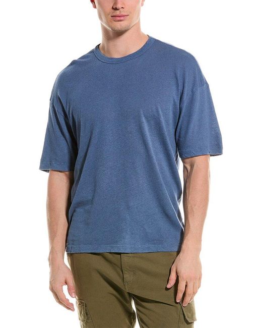 Velvet By Graham & Spencer Blue Marcell Linen-blend T-shirt for men