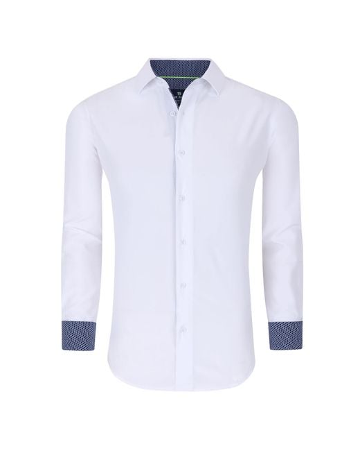 Tom Baine Blue Slim Fit Performance Long Sleeve Solid Button Down for men
