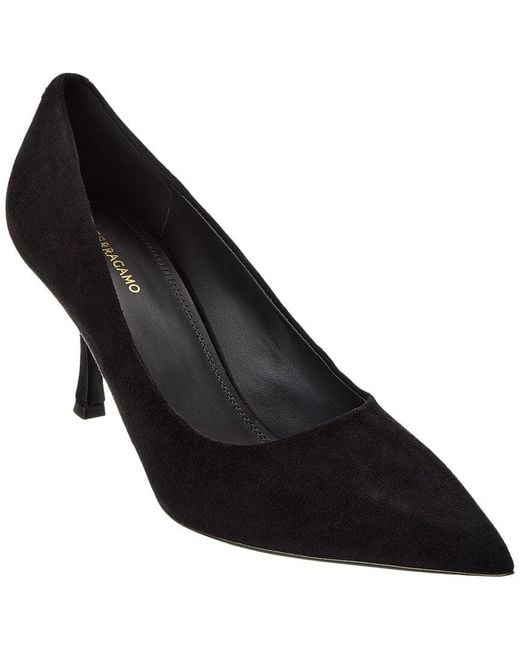 Ferragamo Black Ferragamo Elydea Suede Pump