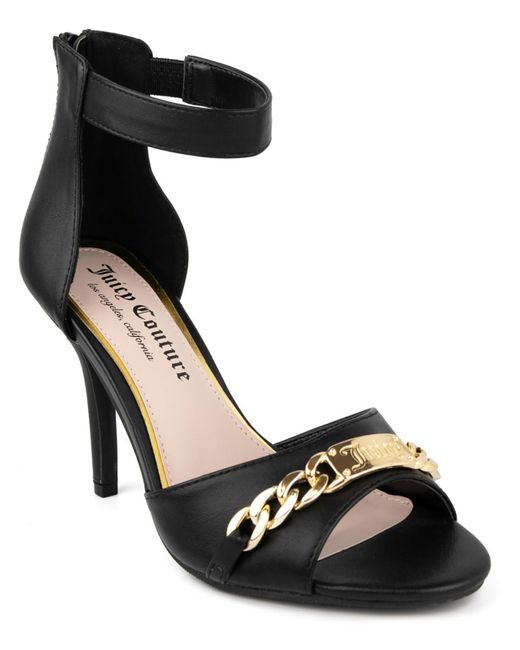 Juicy Couture Black Maia Faux Leather Zipper Heels
