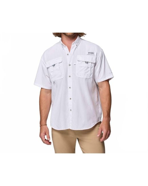 Columbia White Pfg Bahama Ii Short Sleeve Shirt for men