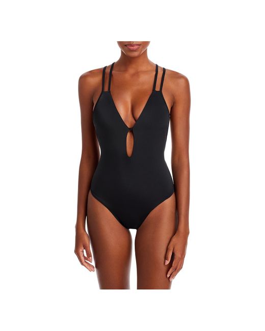 Peixoto Black Isla Crisscross 1pc Solid One-piece Swimsuit