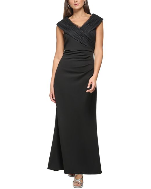 DKNY Black Embellished Polyester Evening Dress
