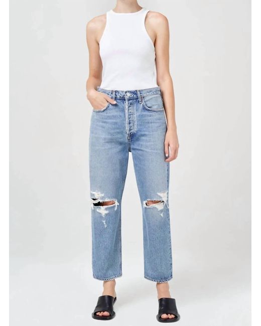 Agolde Blue 90's Crop Mid Rise Loose Fit Jean