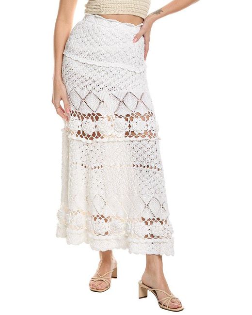 Alexis White Jana Midi Skirt