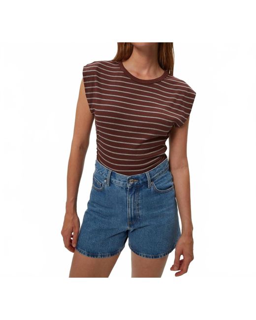 Michael Stars Blue Joni Power Shoulder Tee