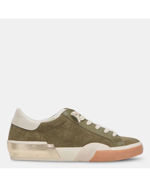 Dolce Vita Green Zina Plush Sneakers Moss Perforated Suede