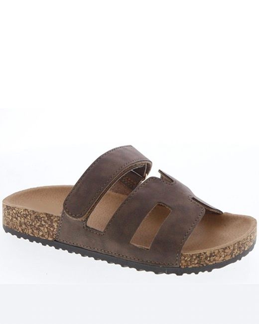 La Shoe King Brown Faith Strappy Slides
