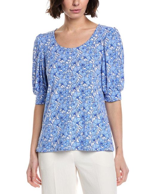 Cece Blue Shirred Top
