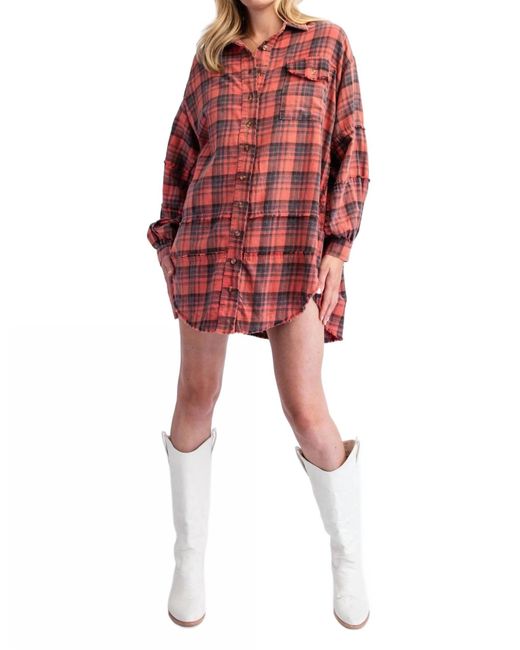Eesome Red Oversized Soft Plaid Button Down Flannel