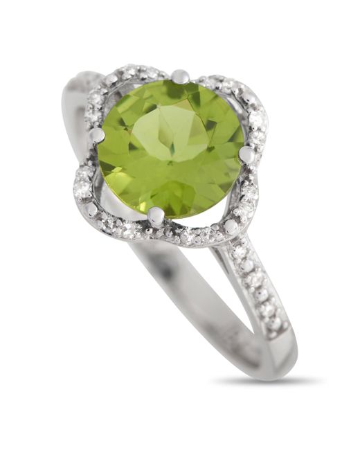 Non-Branded Green Lb Exclusive 14k Gold 0.10ct Diamond And Peridot Quatrefoil Ring Rc4-11976wpe