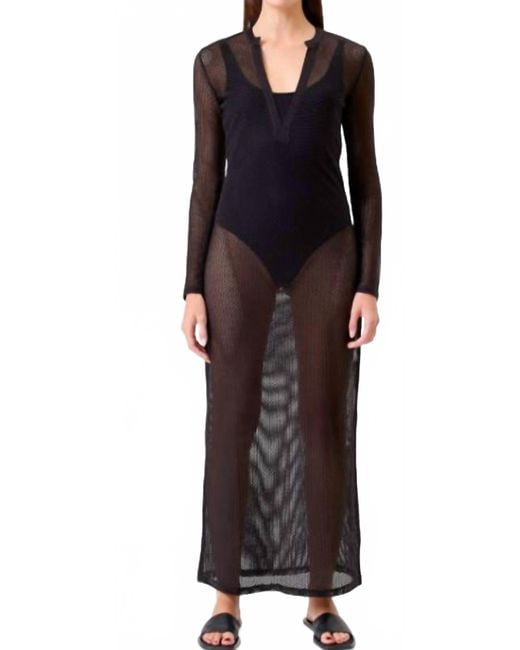Goldie Black Fishnet Caftan