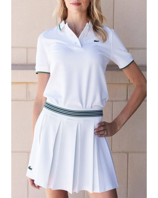 Lacoste White Piqué Sport Skirt With Built-in Shorts