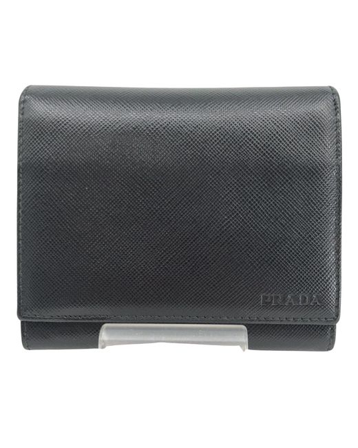 Prada Black Saffiano Leather Wallet (pre-owned) for men