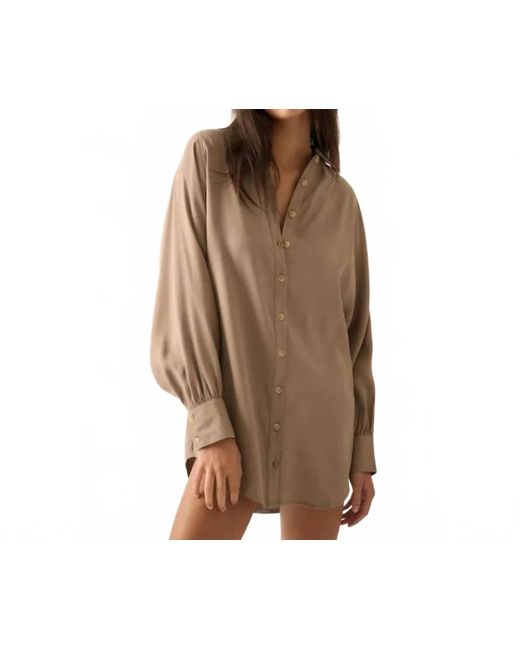 Promesa Brown Dolman-Sleeve Mini Shirt Dress