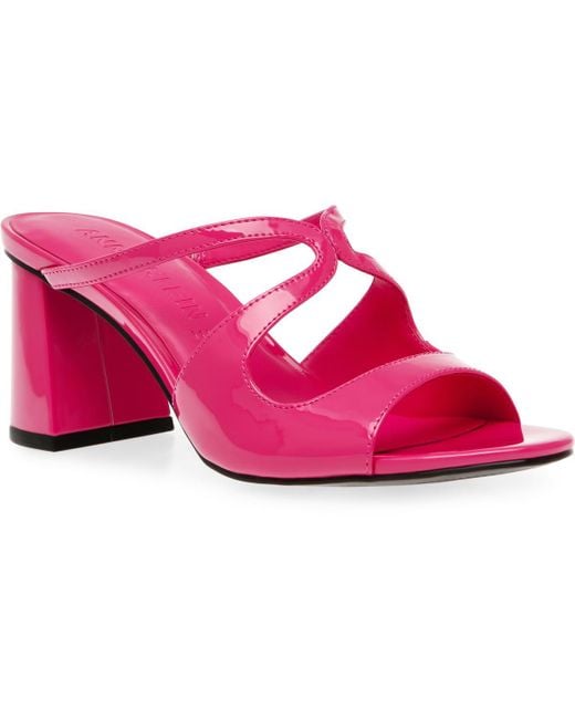 Anne Klein Pink Aida Slip On Open Toe Heels