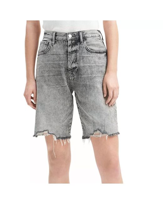 7 For All Mankind Gray Easy James High Rise Cotton Shorts